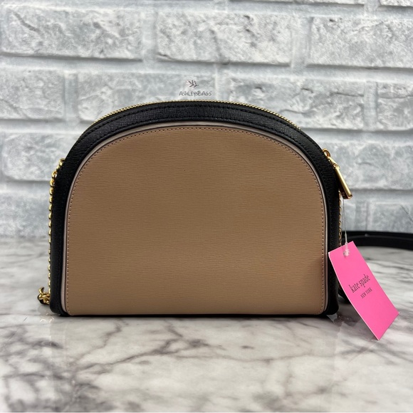 Kate Spade Morgan Double Zip Leather Dome Crossbody In Cafe Mocha Multi - Picture 5 of 13